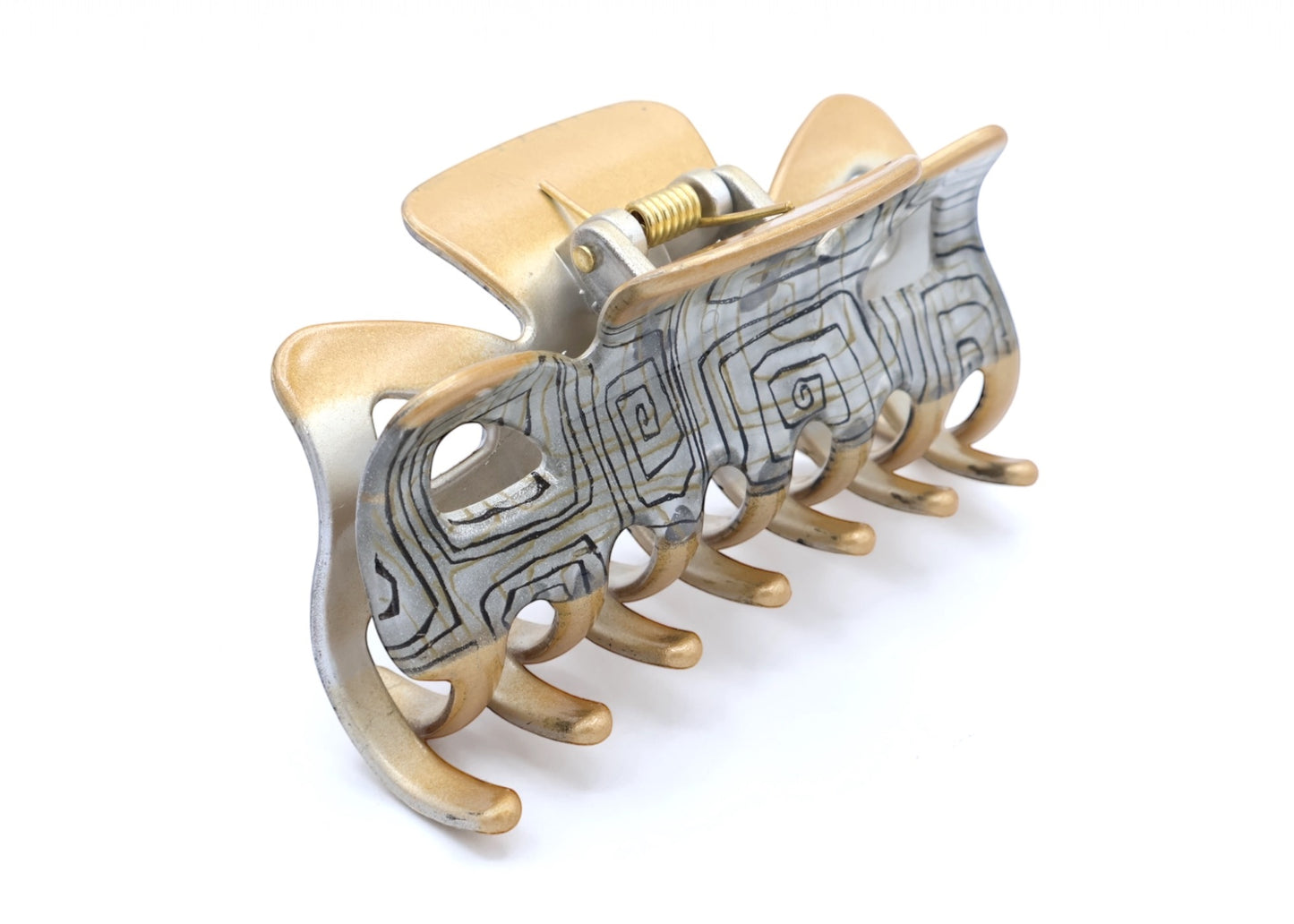 Mazie - Classic Claw Clip Shape With Printed Middle, Solid Color Edges, Asst Colors