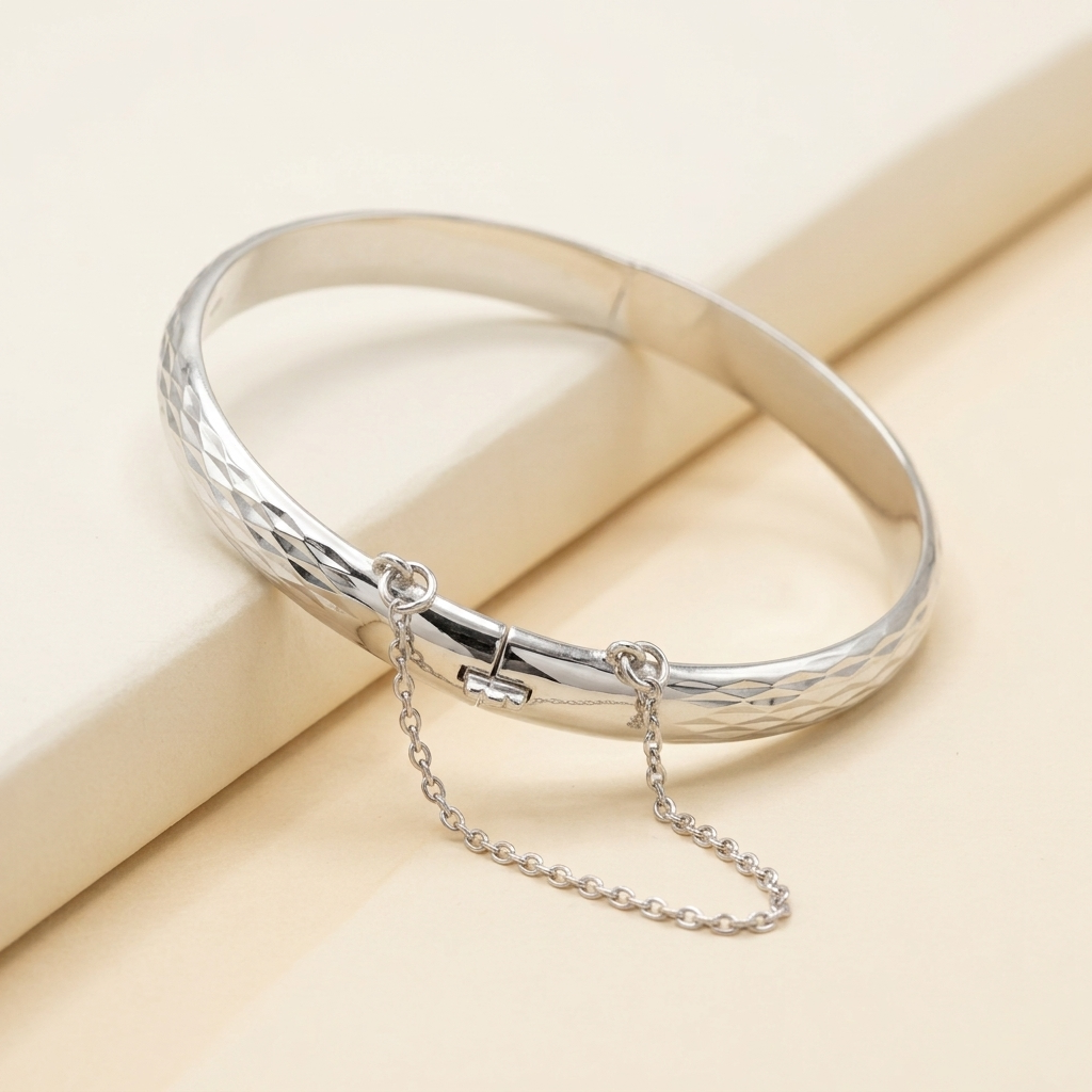 Natalia - Sterling Silver .925 Vintage Hammered Style Hinged Bangle - Brand New!