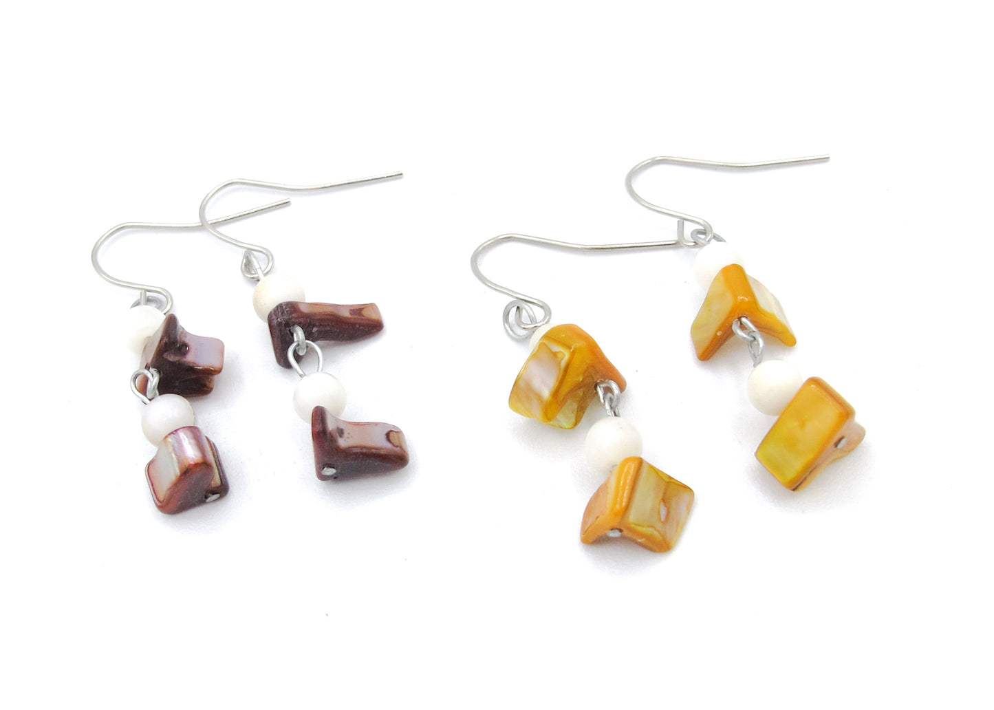 Jaliyah - 2 pairs Mother of Pearl Drop Earrings