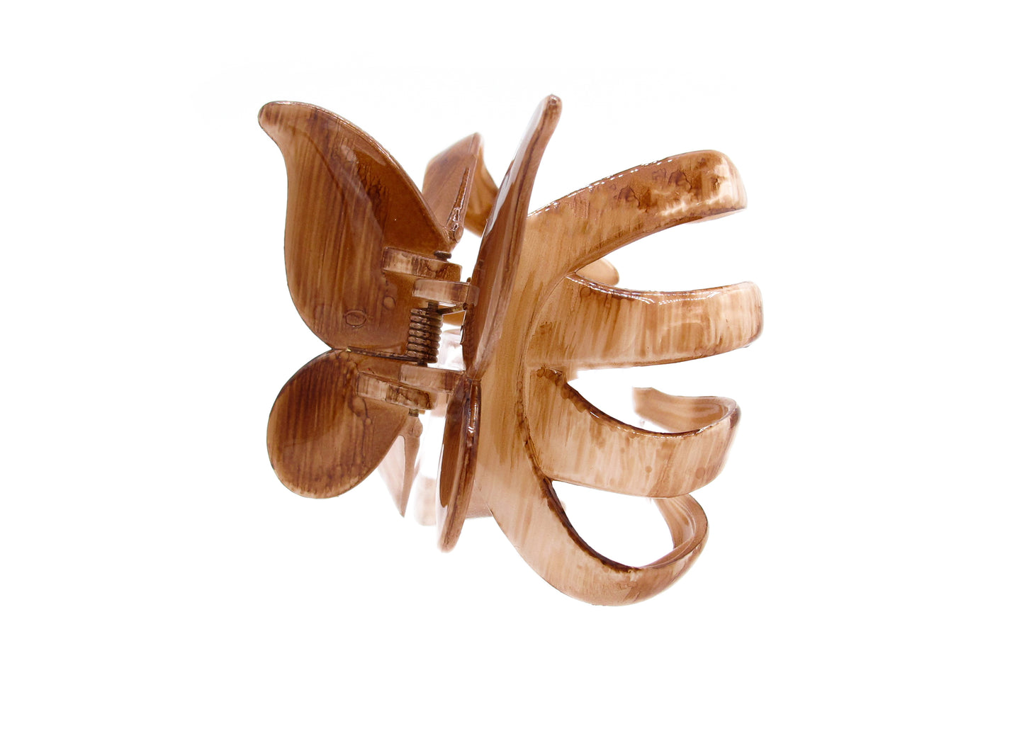 Claudia - 2-Tone Butterfly Claw Clips, Asst Linear Brushed Colors