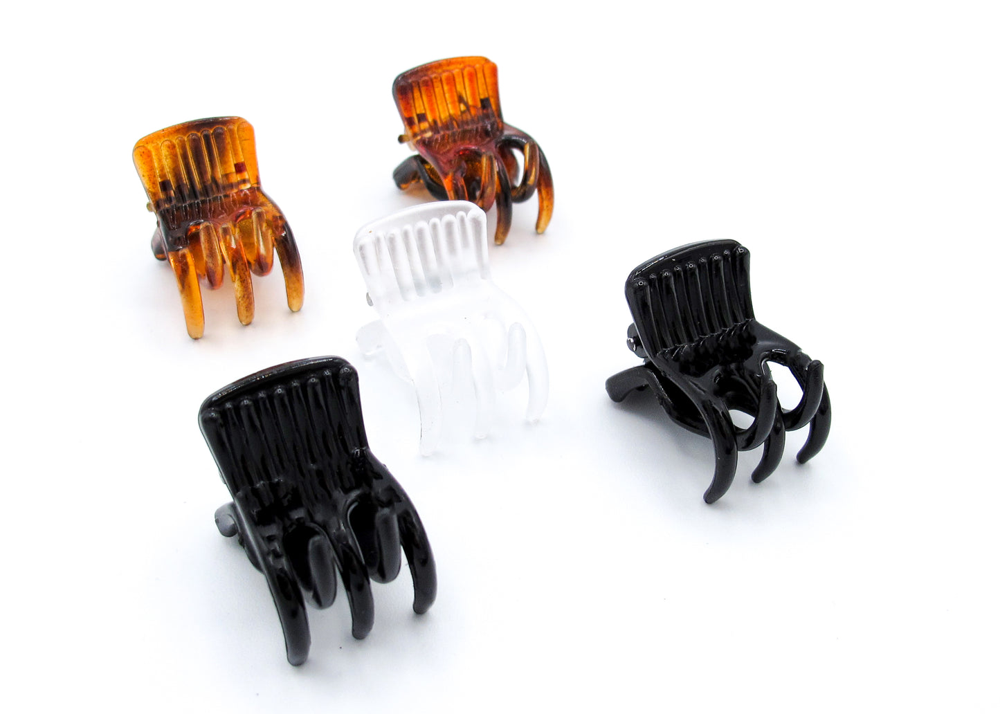 Camryn - 5-Pak Glossy Asst Color Marble Finish or Tortoise/Black/Clear 2.5cm Claw Clips