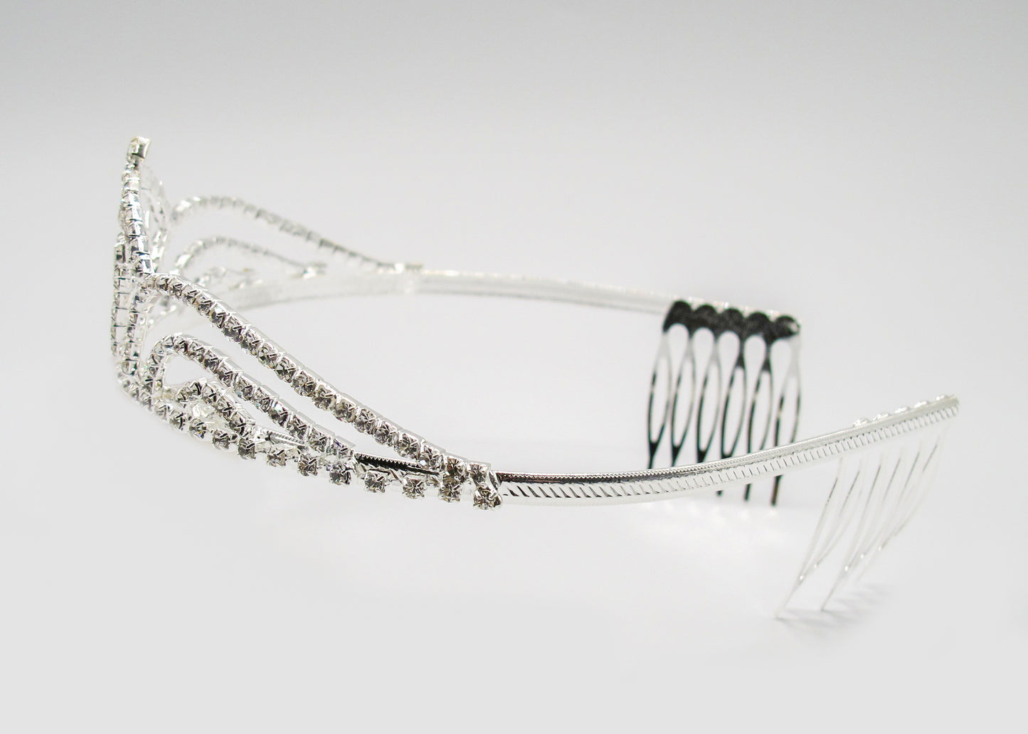 Tina - Rhinestone Tiara with 2 metal side combs