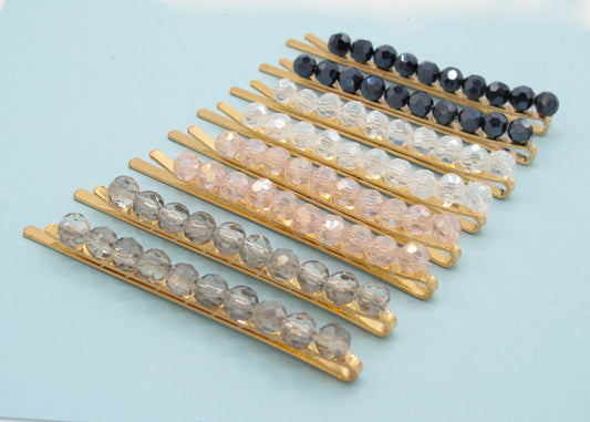 Aria- Gold Hairpin with Small Acrylic beads