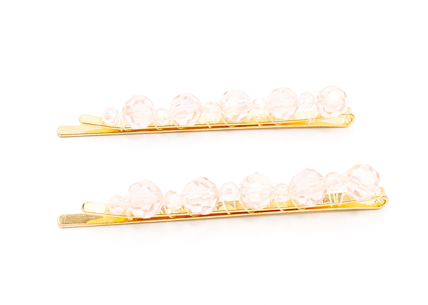 Abigail - 2-Pak Acrylic A/B beads on gold plated hairpin