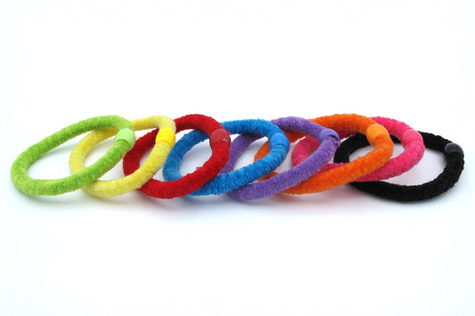Eva - 8-Pak Corduroy Super Soft Hair Elastics in asst colors with matching bead