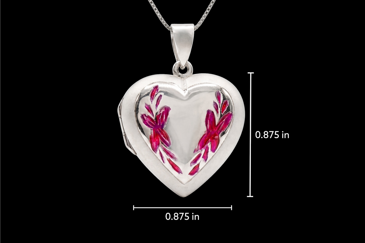 Maria - Médaillon en argent sterling avec motif émaillé gravé sur une chaîne en argent sterling