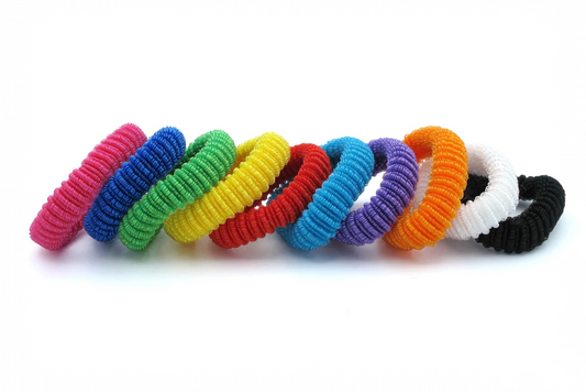 Elsie - 10-Pak Ribbed, Soft Stretchy Ponytailers in asst colors