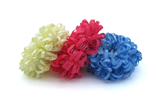 Emmeline - 3-Pak Thick Ponytailers With Ribbon Ruffles