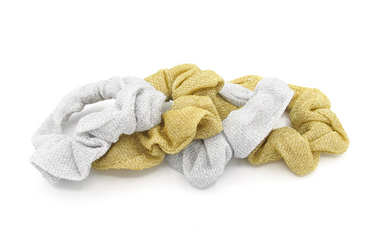 Edith - 4-Pak Glittery Scrunchies in asst colors