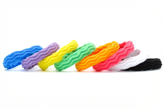 Emiliana - 8-Pak Ribbed Textured Soft Ponytailers, Asst Colors