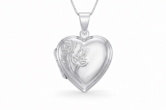 Daisy - Médaillon en argent sterling avec roses en relief sur une chaîne en argent sterling
