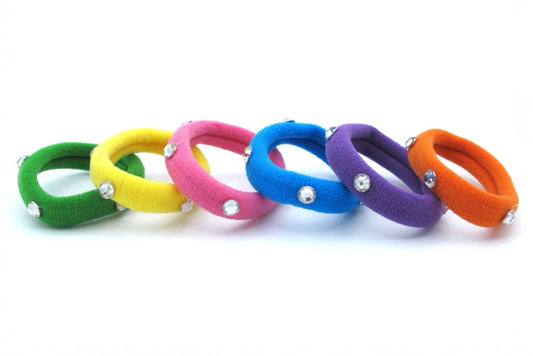 Eliana - 6-Pak Soft Stretch Ponytailers with Crystals, in asst colors