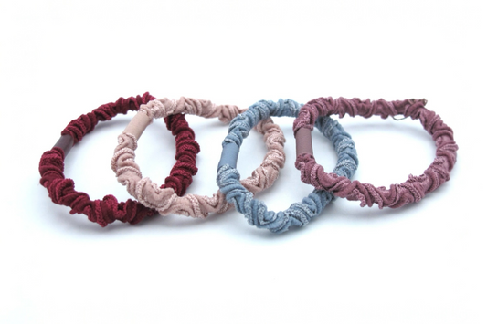 Ember - 4-Pak Textured, asst Rumpled Design hair elastics