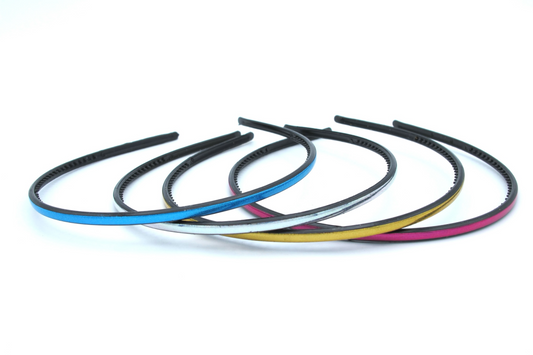 Remi - 4 pack laser-foil shiny thin 3mm plastic hairbands - 4 different color assortments