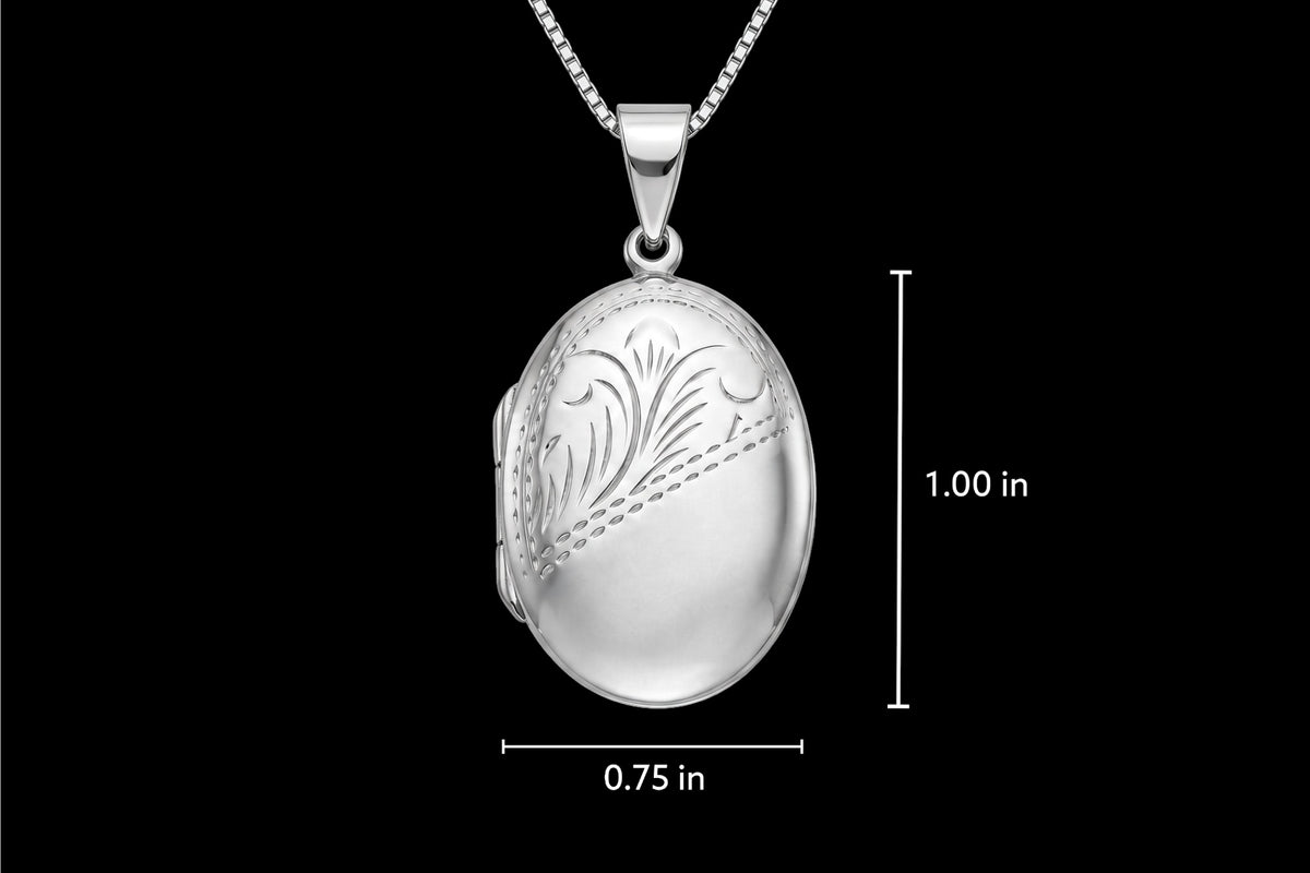 Mackenzie - Médaillon ovale partiellement gravé en argent sterling