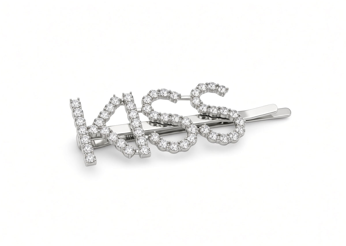 Ava - Barrettes à cheveux « Statement » incrustées de strass surdimensionnés, plaquées argent