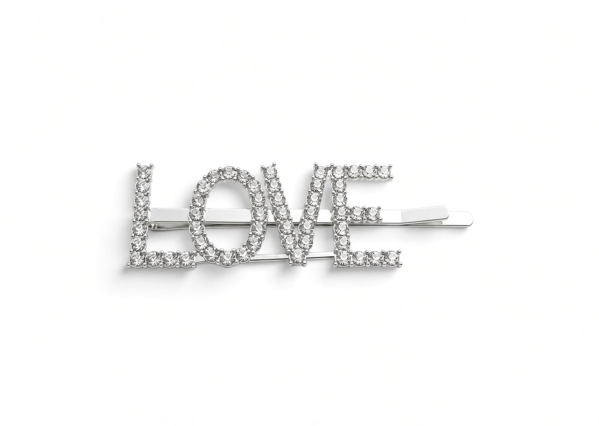 Ava - Barrettes à cheveux « Statement » incrustées de strass surdimensionnés, plaquées argent