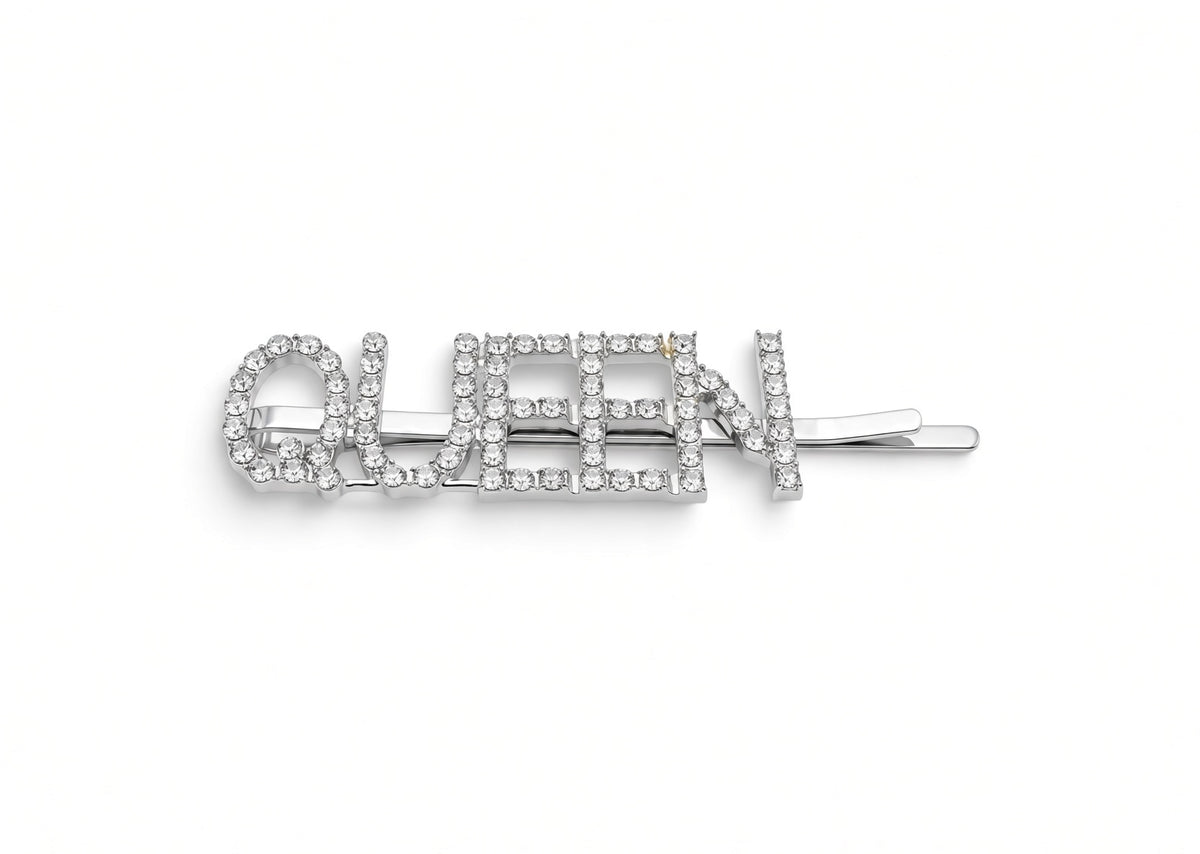 Ava - Barrettes à cheveux « Statement » incrustées de strass surdimensionnés, plaquées argent