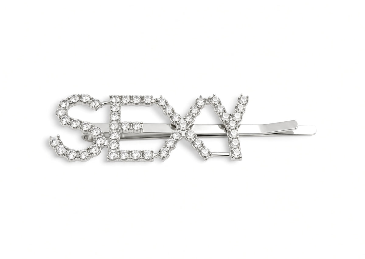 Ava - Barrettes à cheveux « Statement » incrustées de strass surdimensionnés, plaquées argent