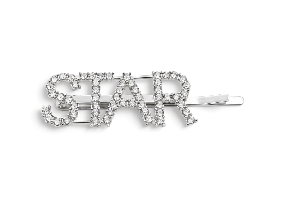Ava - Barrettes à cheveux « Statement » incrustées de strass surdimensionnés, plaquées argent