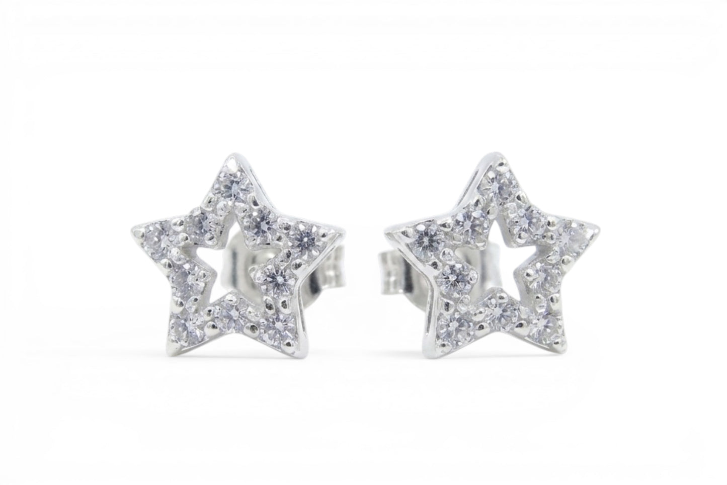 Alexa- Sterling Silver 10mm Star shape stud earrings set with high quality CZ stones