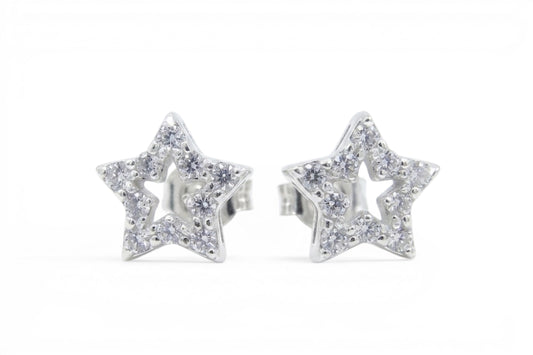 Alexa- Sterling Silver 10mm Star shape stud earrings set with high quality CZ stones