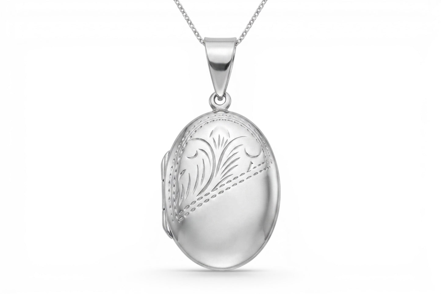 Mackenzie - Oval Shaped Sterling Silver Locket partially engraved