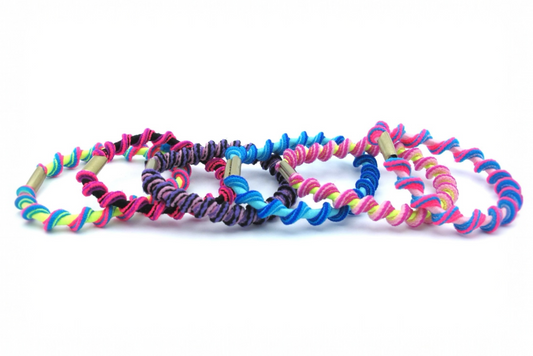 Eden - 6-Pak 3-Tone Twist Hair Elastics, Asst Colors