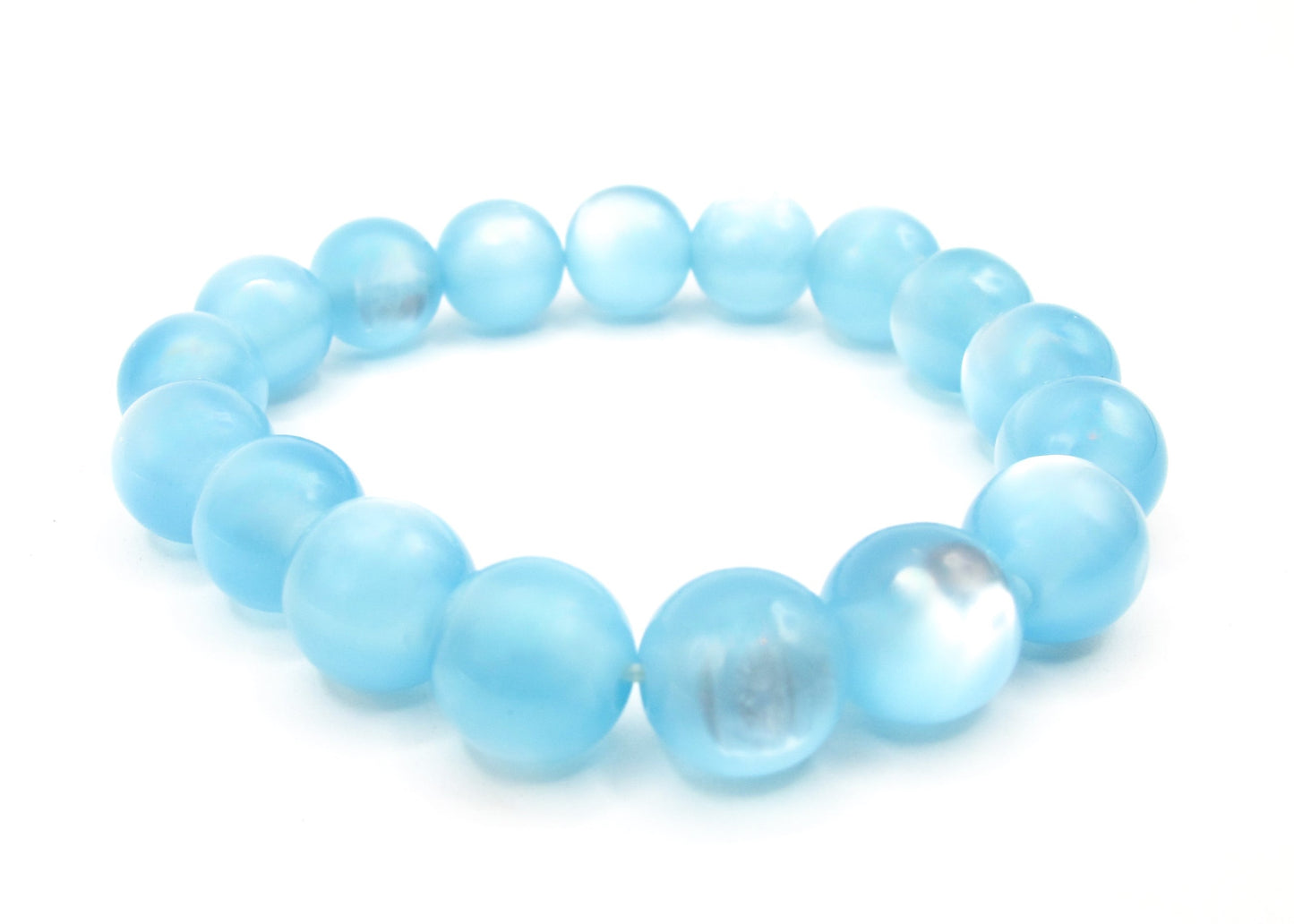 Joslyn - Iridescent Pearly 12mm Bead Bracelet