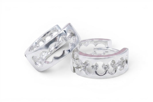 Giselle- Sterling Silver 15mm Huggie Earrings Set with 5 high quality CZ stones