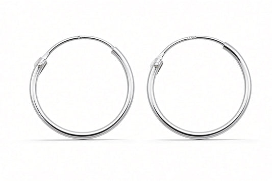 Katie - 14mm .925 Sterling Silver Sleeper Hoops, 1 Pair (2pcs)