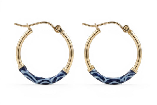 Lucy- 10KT Gold hoop 20mm earrings with Epoxy Swirl design