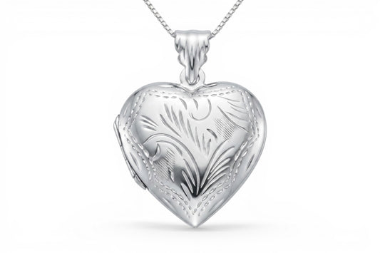 Rosalie - Sterling Silver Engraved Vintage Locket on a Sterling Silver chain