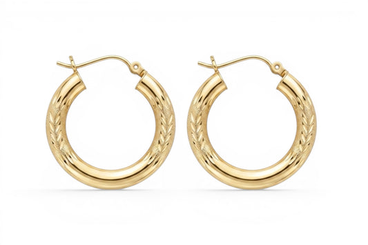 Sienna- 10KT Gold 22mm Diamond Cut hoop earrings