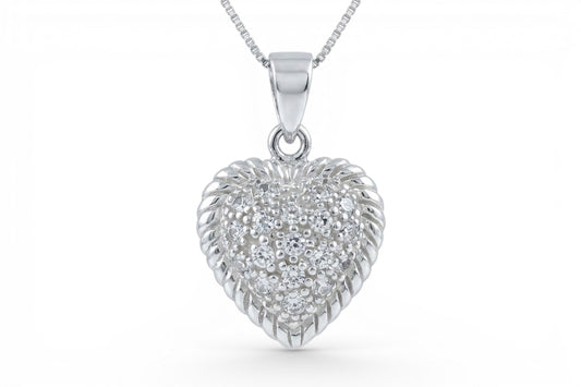 Sophia- Sterling Silver Heart Pendant with CZ’s on a Sterling  Silver Chain