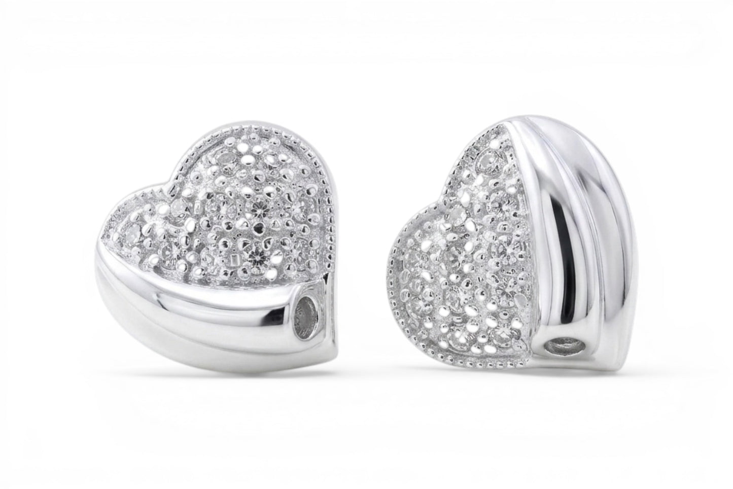 Stella- Sterling Silver 12mm heart shaped earrings set with high quality Pavé CZ stones