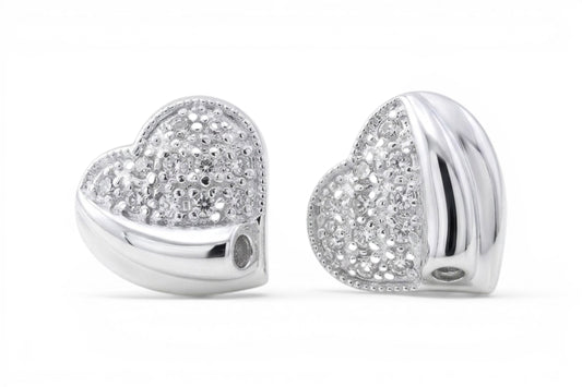 Stella- Sterling Silver 12mm heart shaped earrings set with high quality Pavé CZ stones