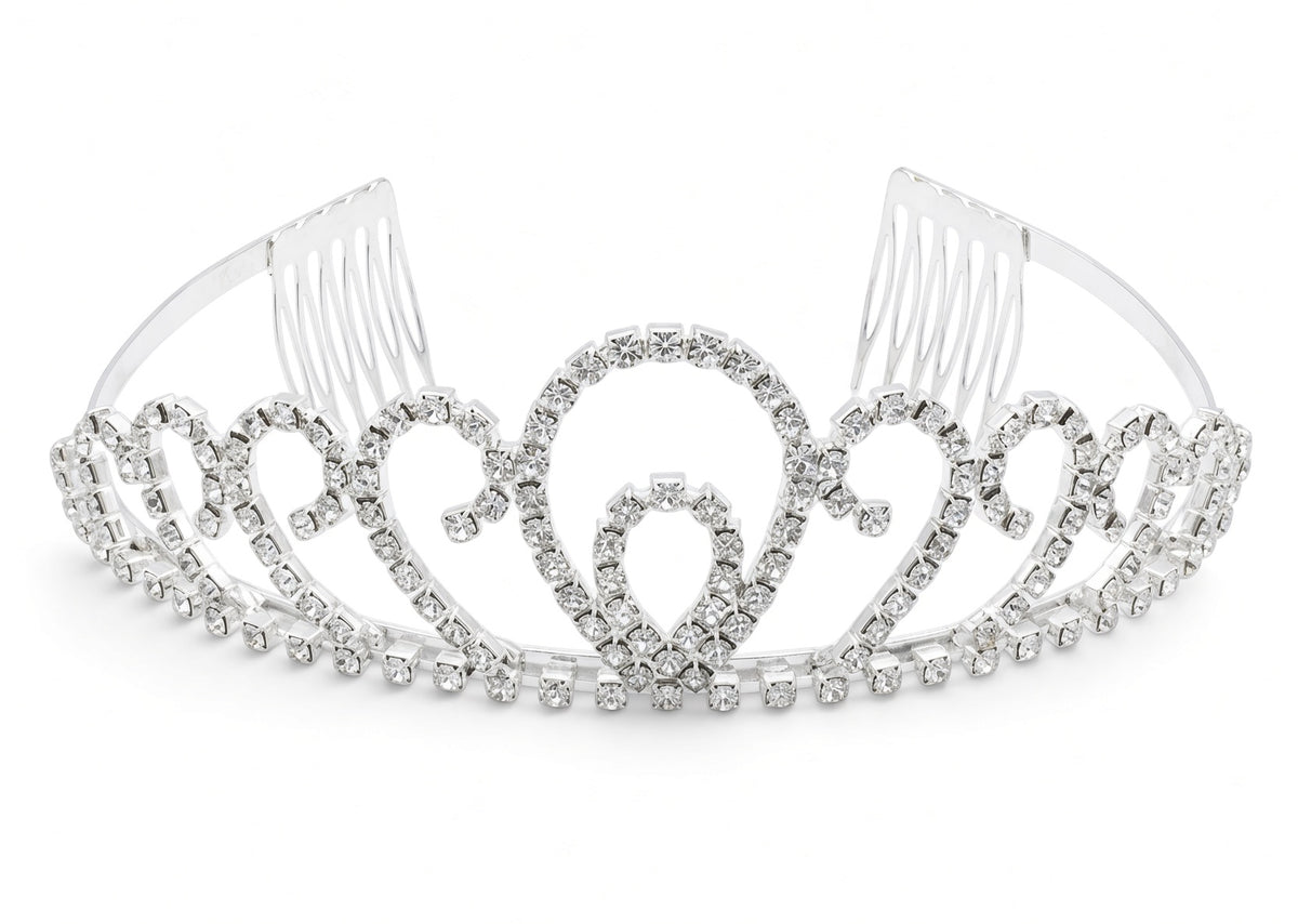 Taylor - Rhinestone Tiara with 2 metal side combs