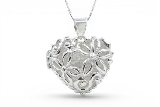 Blossom- Sterling Silver Filigree Locket on a Sterling Silver chain