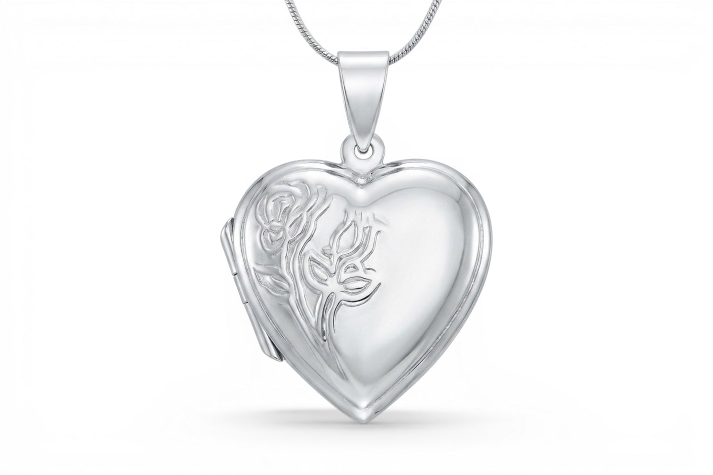 Daisy - Médaillon en argent sterling avec roses en relief sur une chaîne en argent sterling