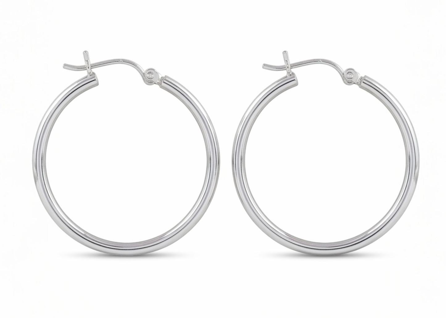 Grace- 10KT White Gold 28mm Tubular hoop earrings