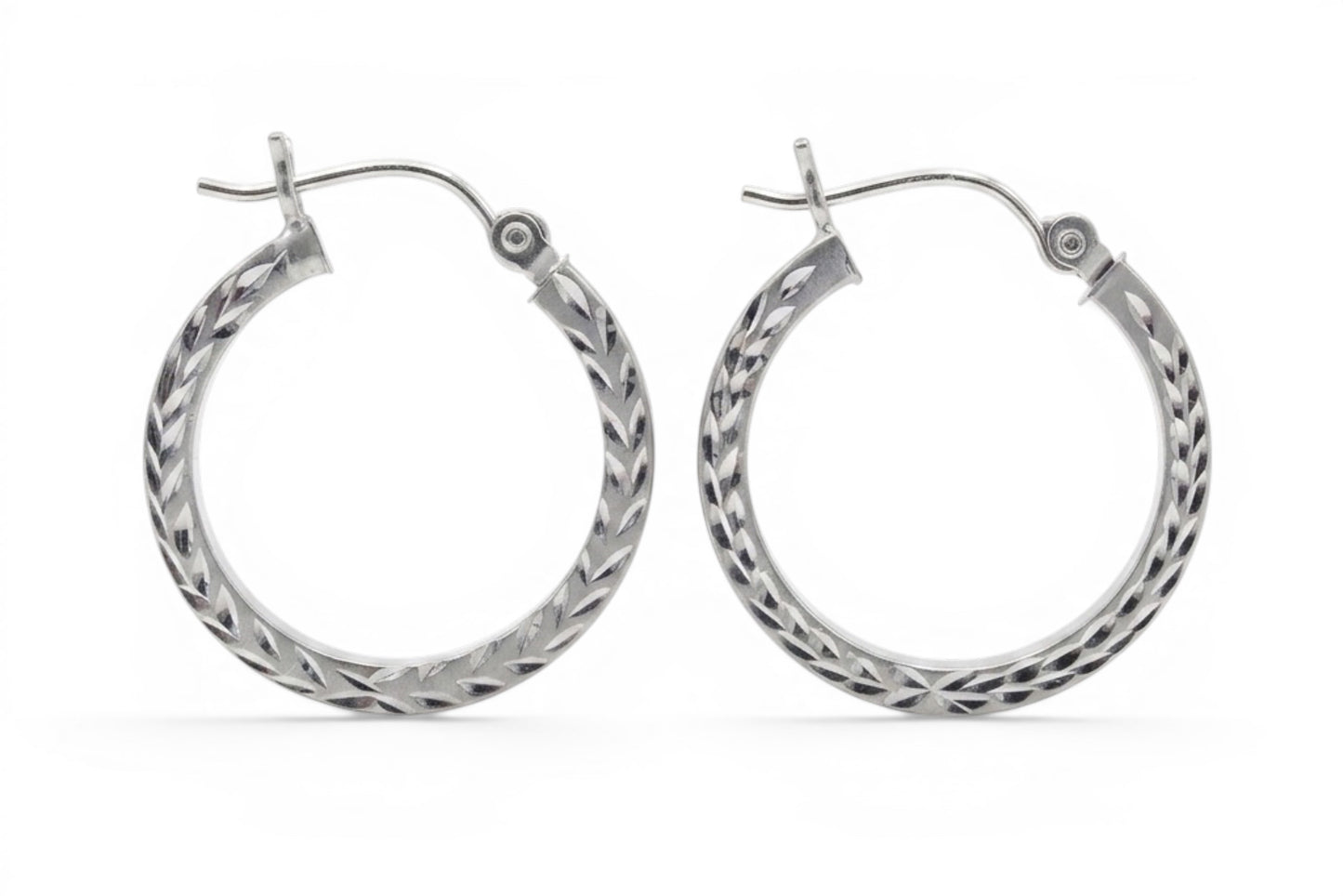 Lily- 14KT White Gold 20mm Diamond Cut Square Tube Hoop earrings